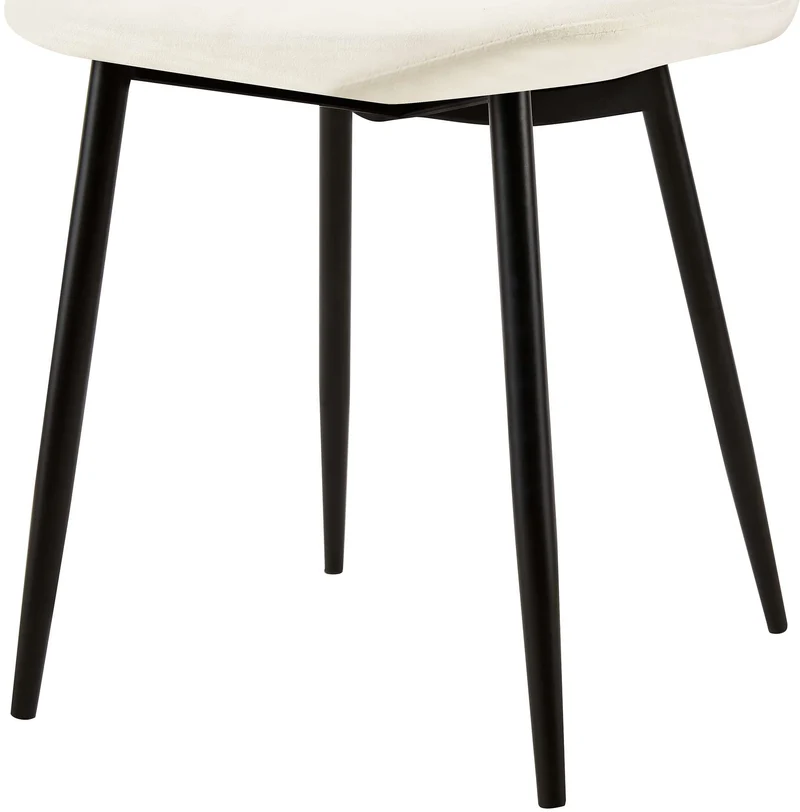 Chaise de salle à manger x1 couture en losange en velours blanc et métal noir 10_0002251