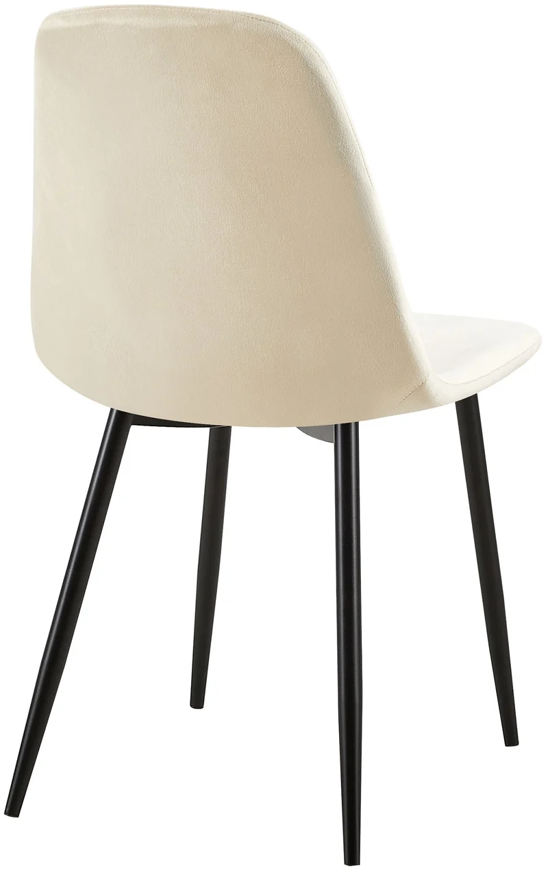 Chaise de salle à manger x1 couture en losange en velours crème et métal noir 10_0002250