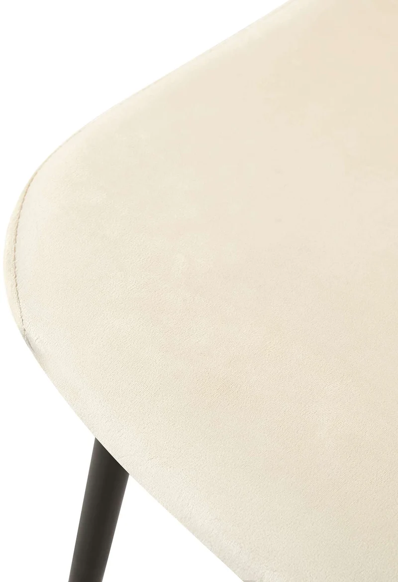 Chaise de salle à manger x1 couture en losange en velours crème et métal noir 10_0002250