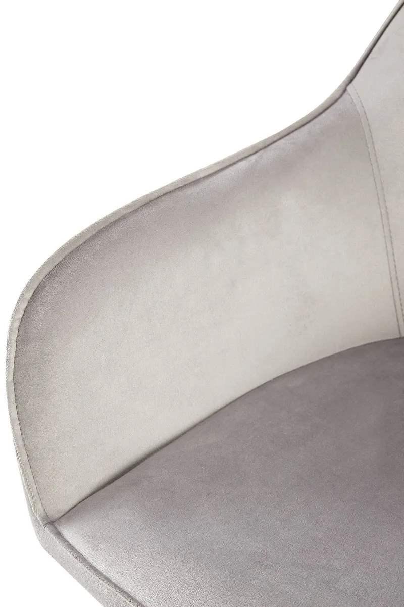 Chaise de salle à manger x1 moderne et confortable en velours gris et pieds en métal noir 10_0001997