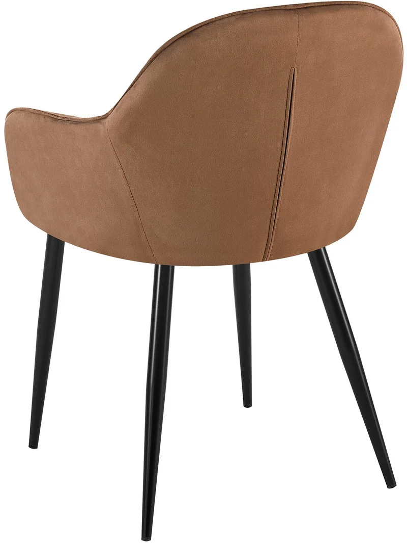 Chaise de salle à manger x1 moderne et confortable en velours marron et pieds en métal noir 10_0001994