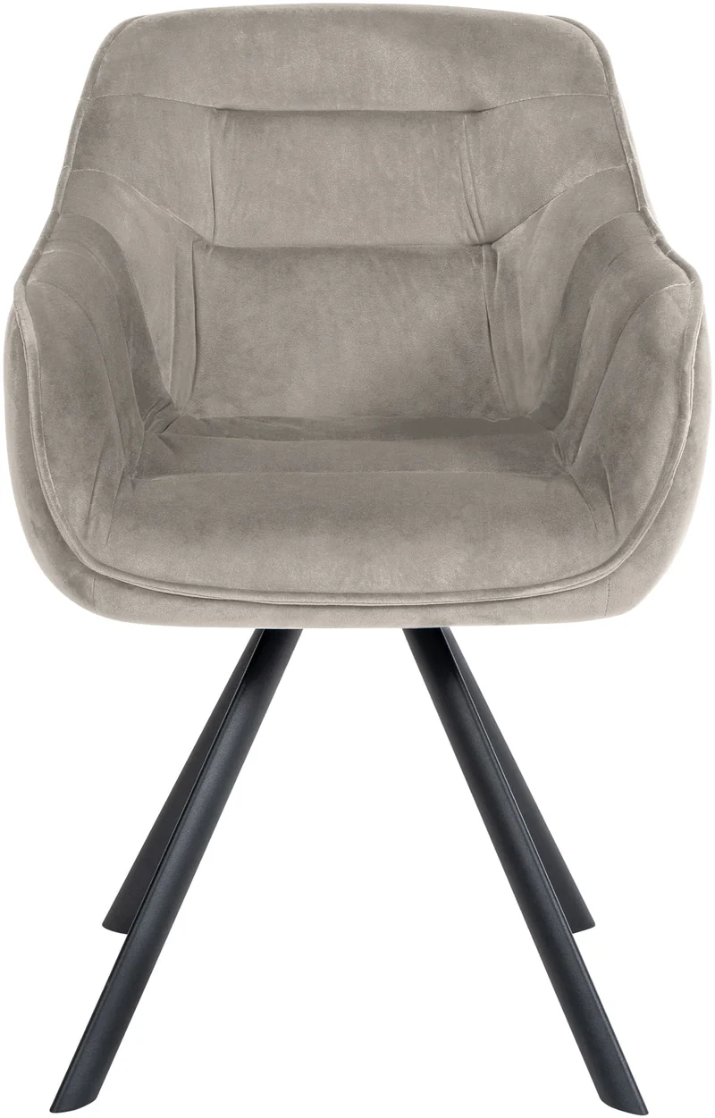Chaise de salle à manger x1 design moderne confortable en velours gris piétement stable à quatre pieds en métal 10_0002337