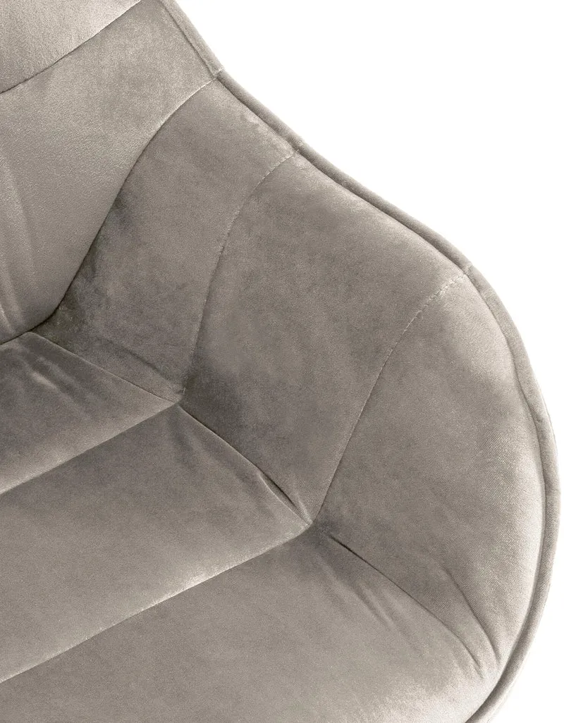 Chaise de salle à manger x1 design moderne confortable en velours gris piétement stable à quatre pieds en métal 10_0002337