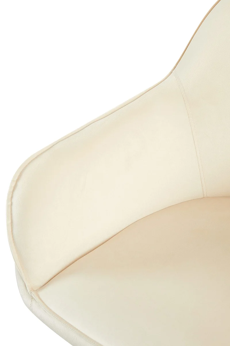 Chaise de salle à manger x1 moderne et confortable en velours crème et pieds en métal noir 10_0001995