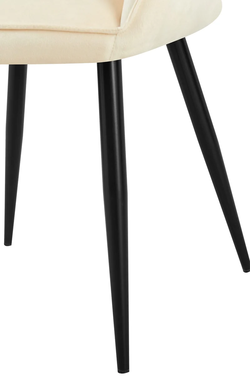 Chaise de salle à manger x1 moderne et confortable en velours crème et pieds en métal noir 10_0001995