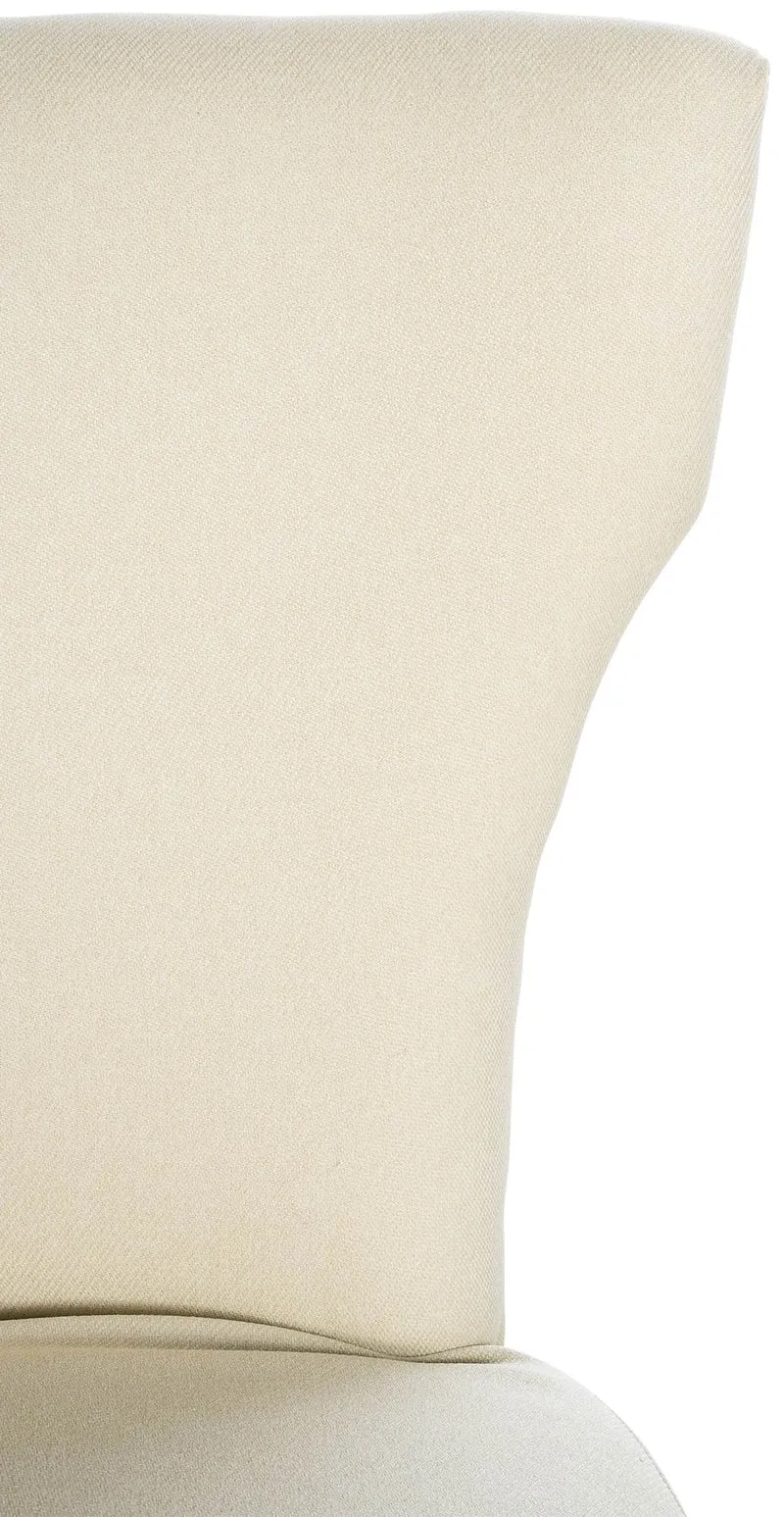 Chaise de salle à manger x1 boutons décoratifs en tissu crème et pieds en bois marron clair 10_0002176