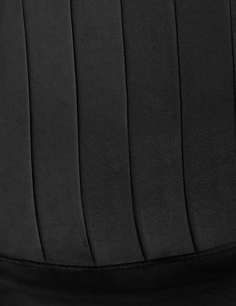 Chaise de salle à manger x1 design moderne coutures verticales velours noir et pieds en métal noir 10_0001987