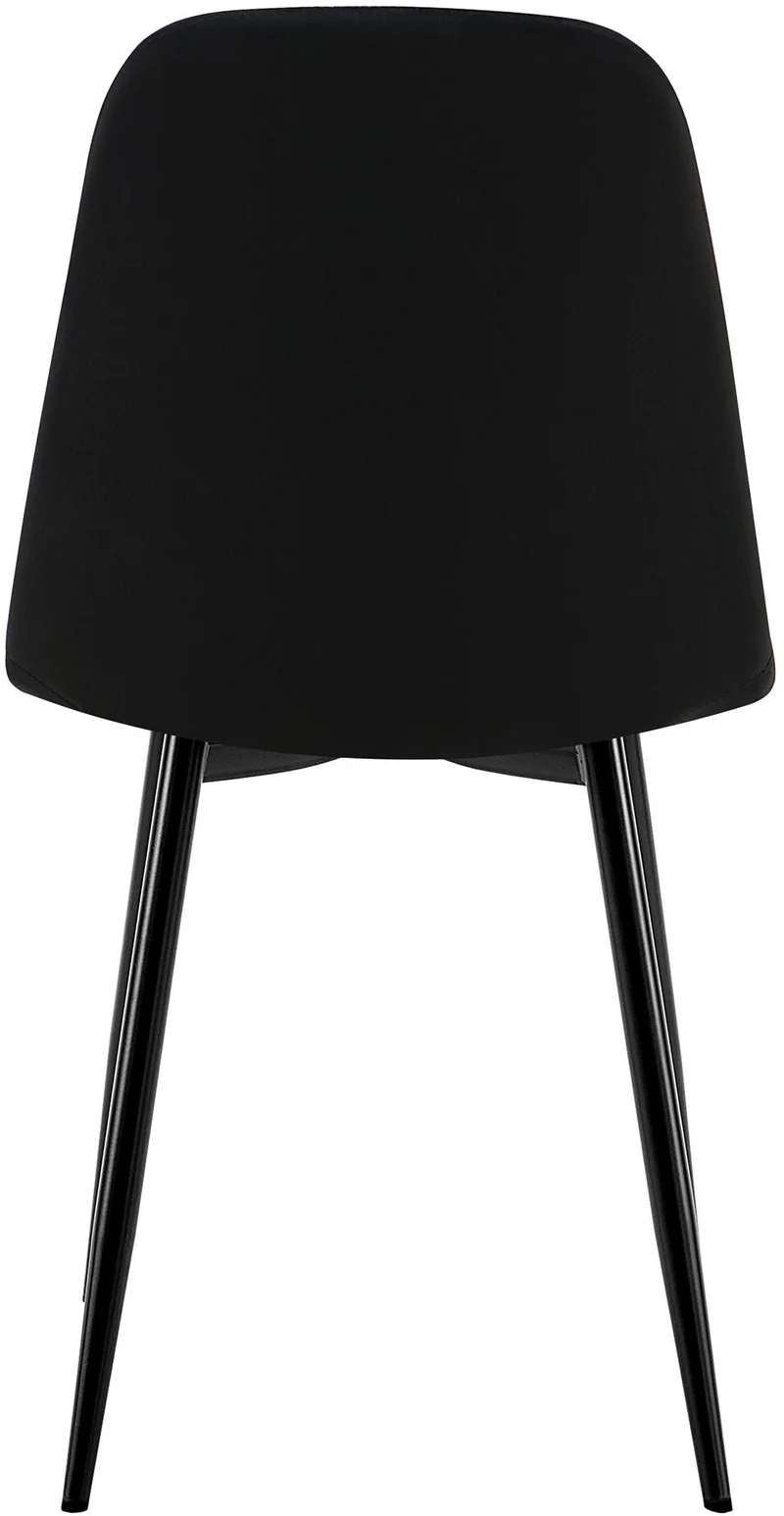 Chaise de salle à manger x1 design moderne coutures verticales velours noir et pieds en métal noir 10_0001987