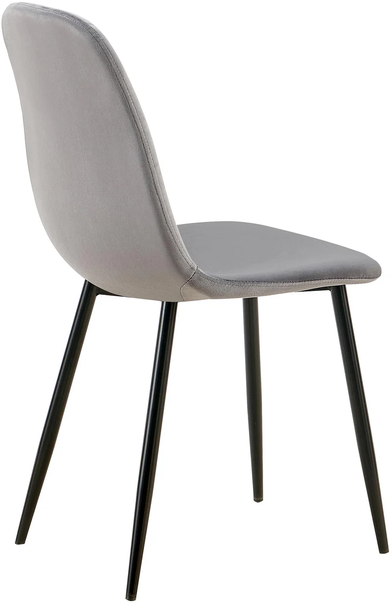 Chaise de salle à manger x1 design moderne coutures verticales velours gris foncé et pieds en métal noir 10_0001985