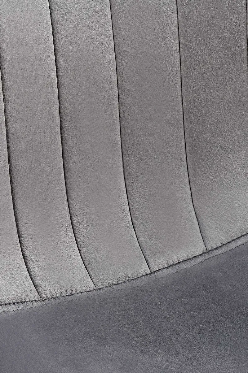 Chaise de salle à manger x1 design moderne coutures verticales velours gris foncé et pieds en métal noir 10_0001985