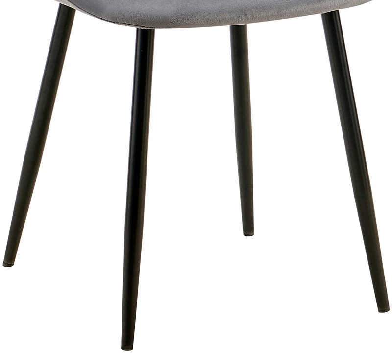 Chaise de salle à manger x1 design moderne coutures verticales velours gris foncé et pieds en métal noir 10_0001985