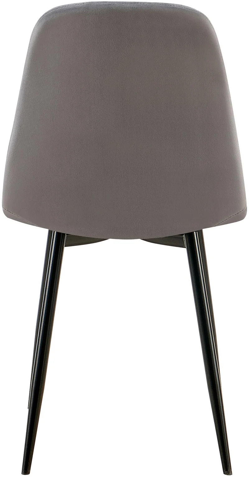 Chaise de salle à manger x1 design moderne coutures verticales velours gris foncé et pieds en métal noir 10_0001985