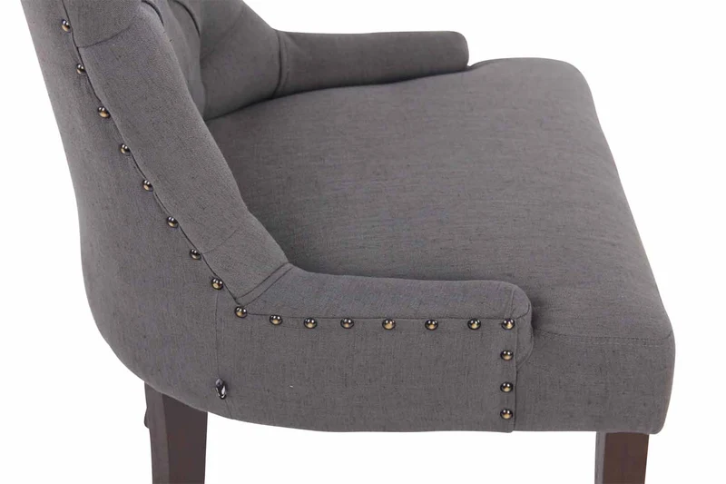 Chaise de salle à manger x1 design antique capitonné en tissu gris foncé avec 4 pieds en bois marron 10_0001952