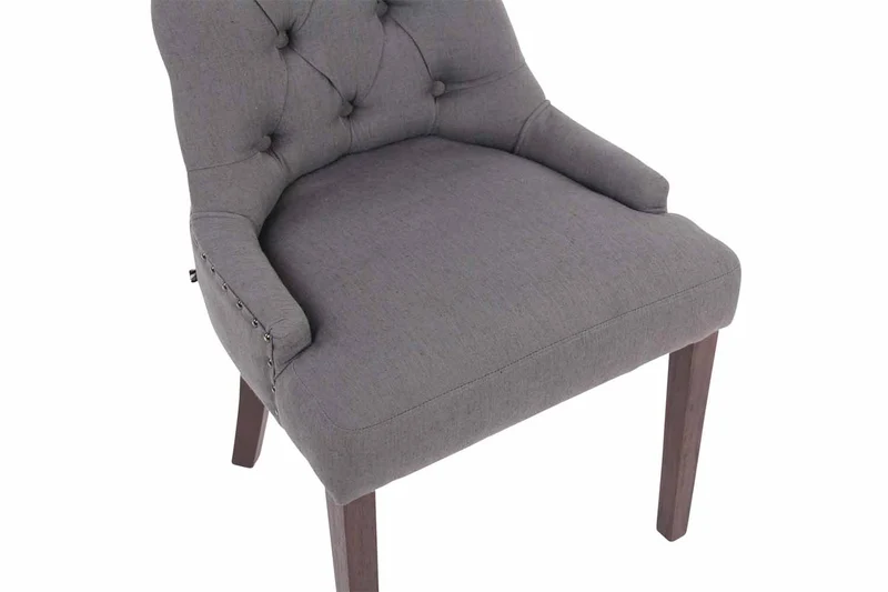 Chaise de salle à manger x1 design antique capitonné en tissu gris foncé avec 4 pieds en bois marron 10_0001952