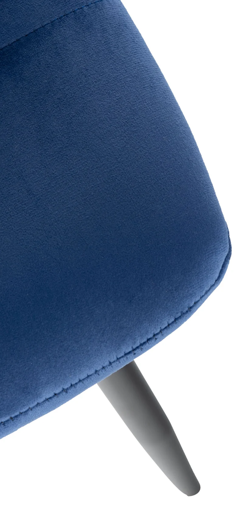 Chaise de salle à manger x1 coutures forme carrées en velours bleu pieds en métal noir 10_0001961