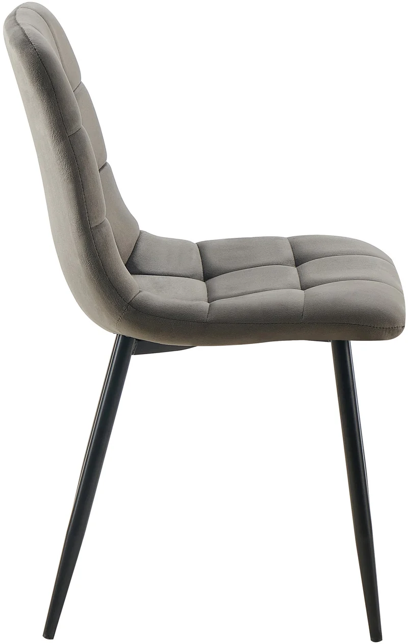 Chaise de salle à manger x1 coutures forme carrées en velours anthracite pieds en métal noir 10_0001969