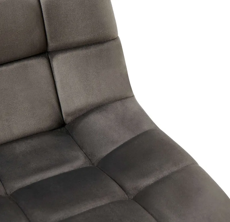 Chaise de salle à manger x1 coutures forme carrées en velours anthracite pieds en métal noir 10_0001969