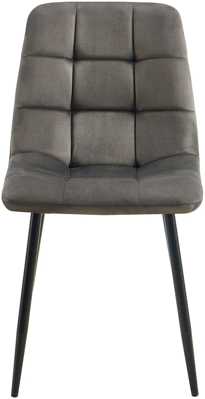 Chaise de salle à manger x1 coutures forme carrées en velours anthracite pieds en métal noir 10_0001969