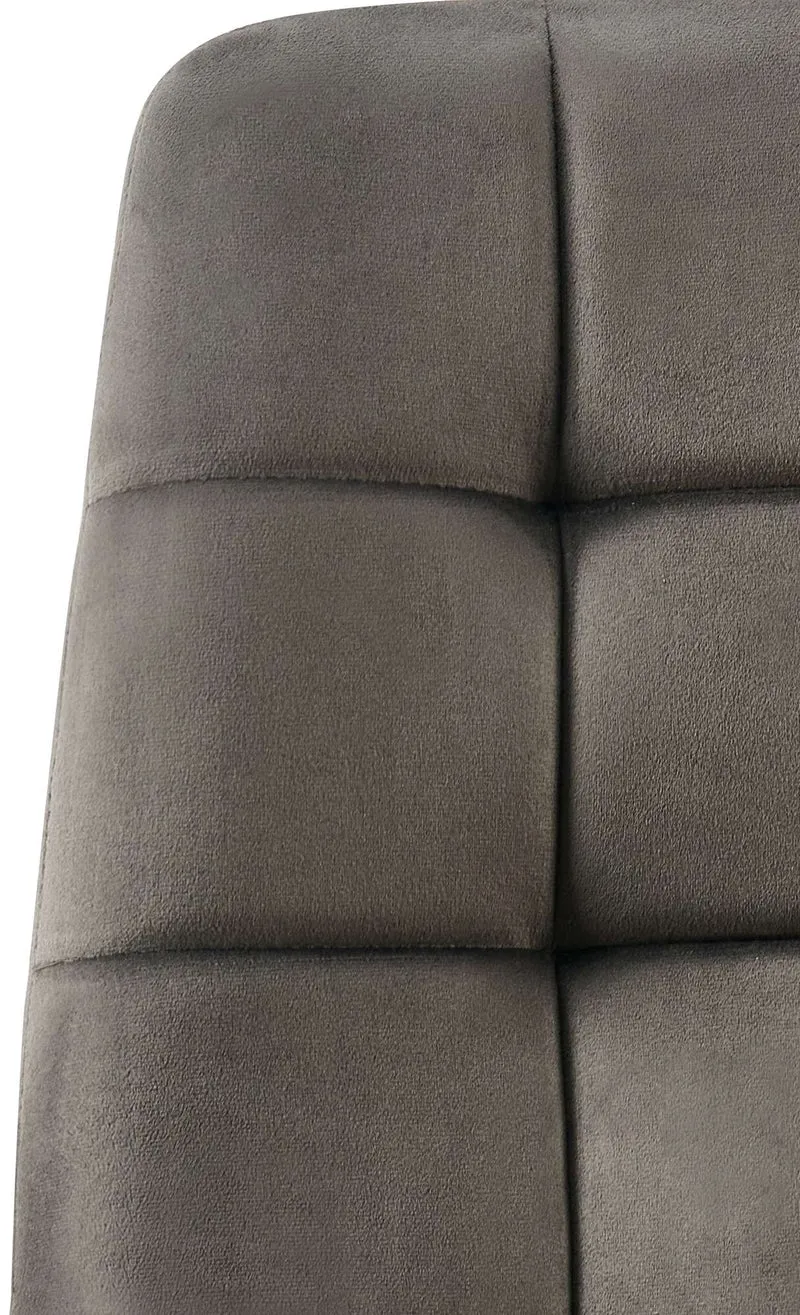 Chaise de salle à manger x1 coutures forme carrées en velours anthracite pieds en métal noir 10_0001969