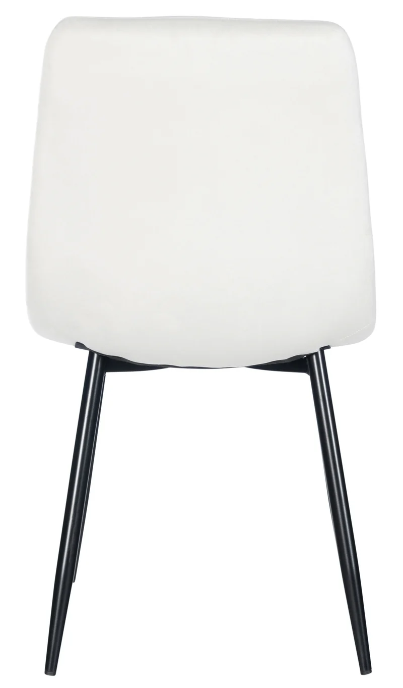 Chaise de salle à manger x1 coutures forme carrées en velours blanc crème pieds en métal noir 10_0001959