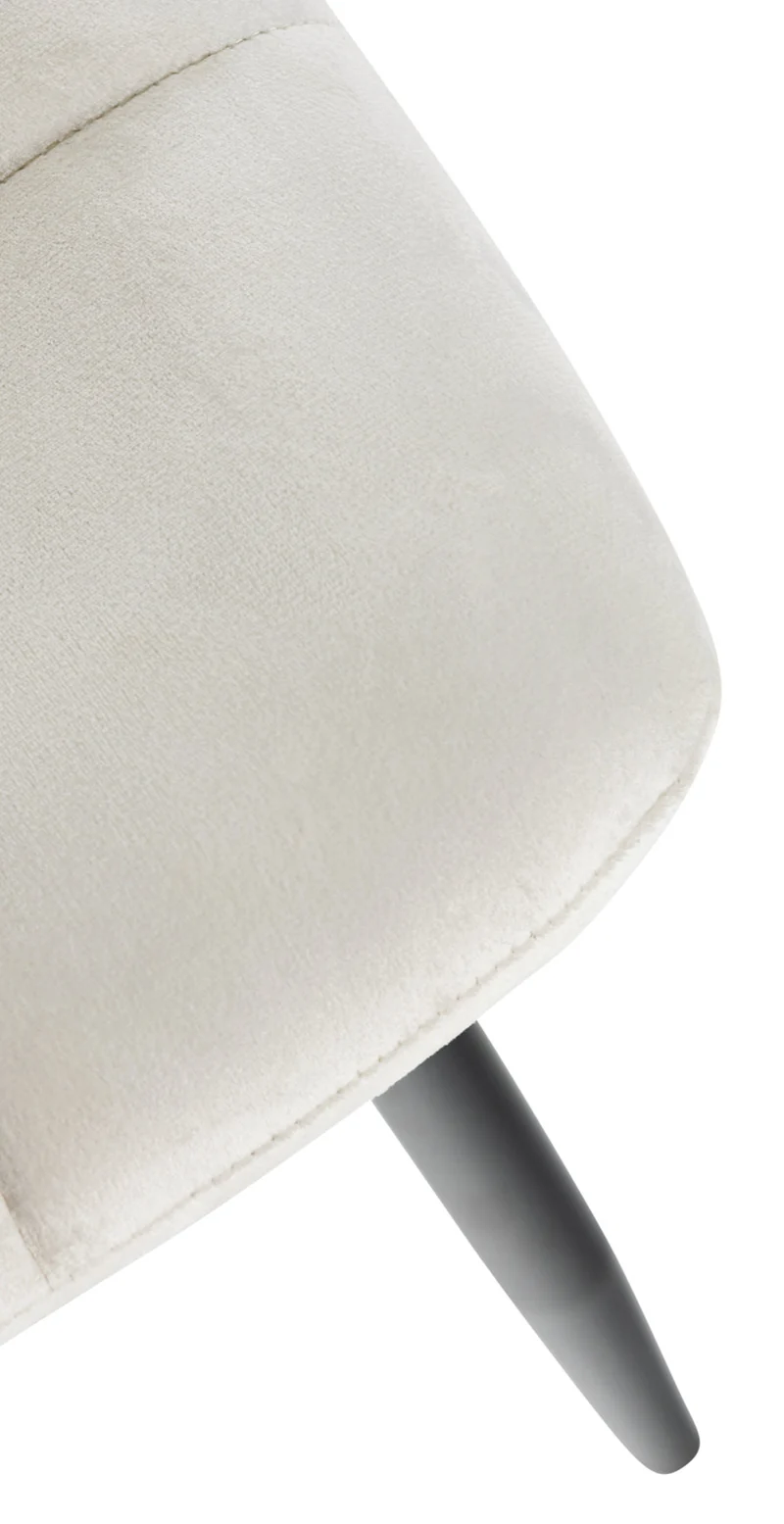 Chaise de salle à manger x1 coutures forme carrées en velours blanc crème pieds en métal noir 10_0001959