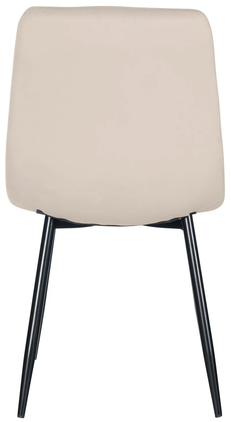 Chaise de salle à manger x1 coutures forme carrées en velours crème pieds en métal noir 10_0001964