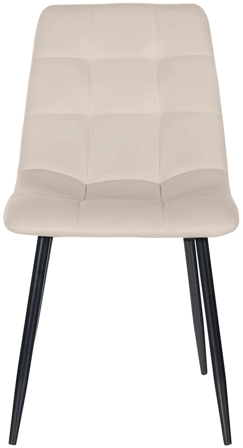 Chaise de salle à manger x1 coutures forme carrées en velours crème pieds en métal noir 10_0001964
