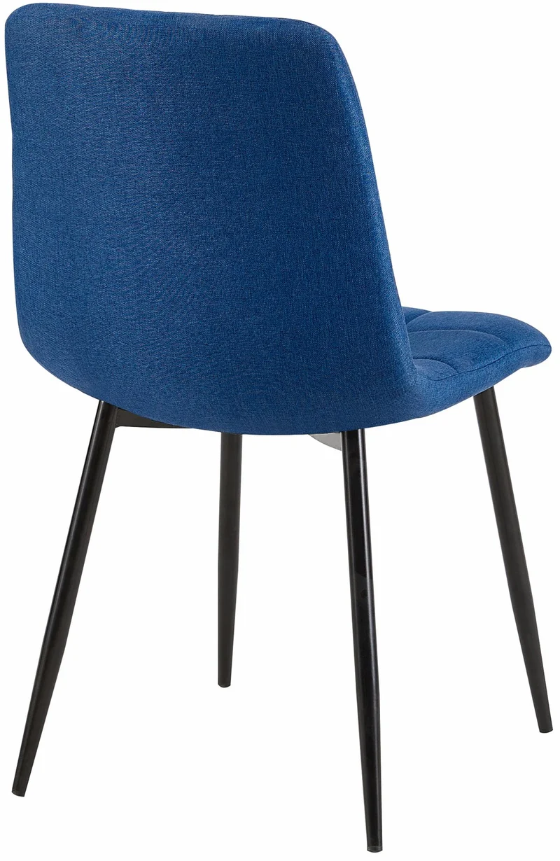 Chaise de salle à manger x1 coutures forme carrées en tissu bleu pieds en métal noir 10_0001974