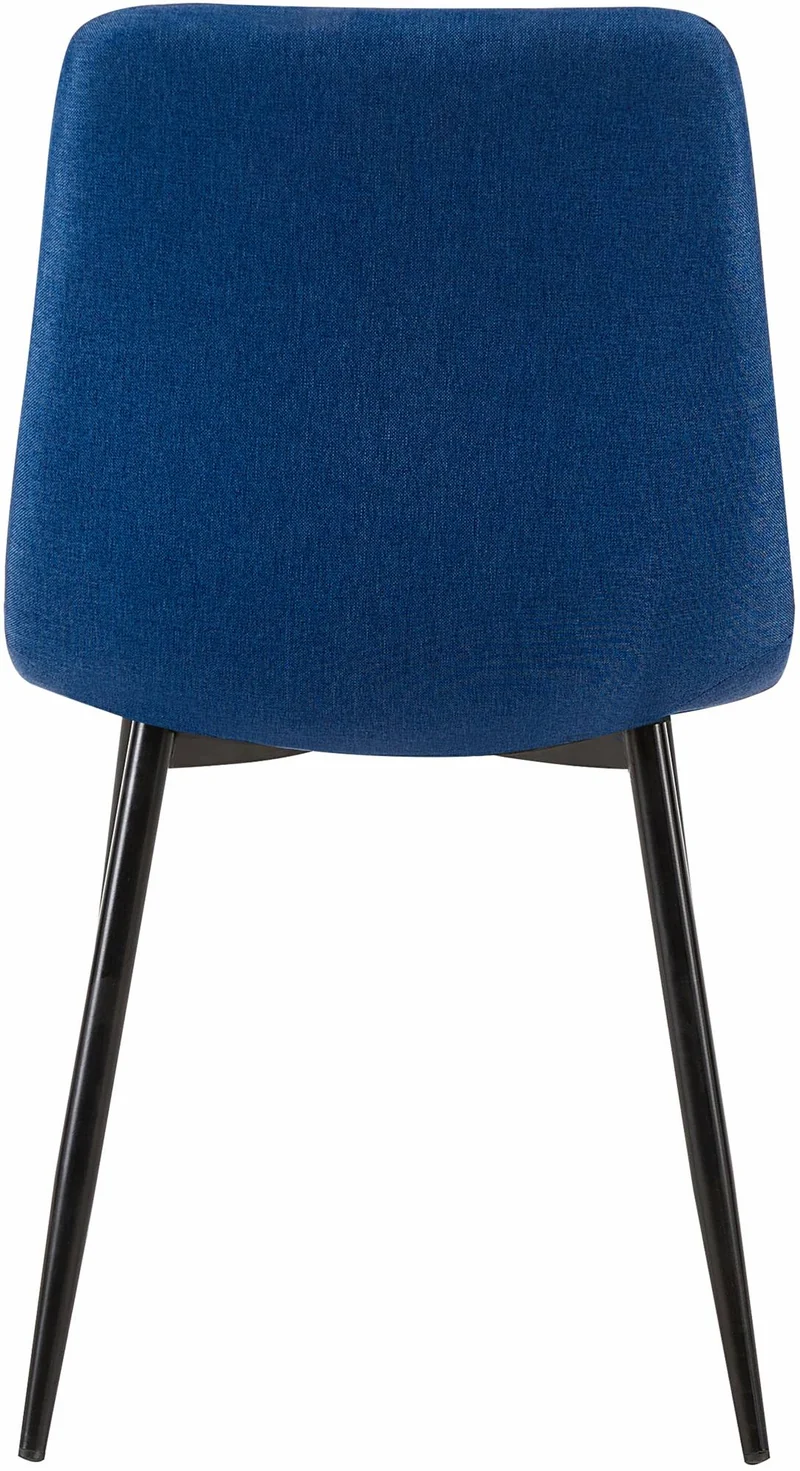 Chaise de salle à manger x1 coutures forme carrées en tissu bleu pieds en métal noir 10_0001974