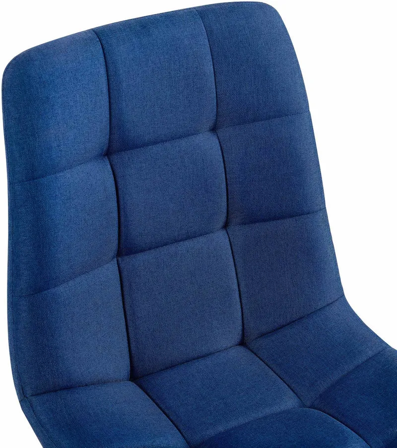 Chaise de salle à manger x1 coutures forme carrées en tissu bleu pieds en métal noir 10_0001974