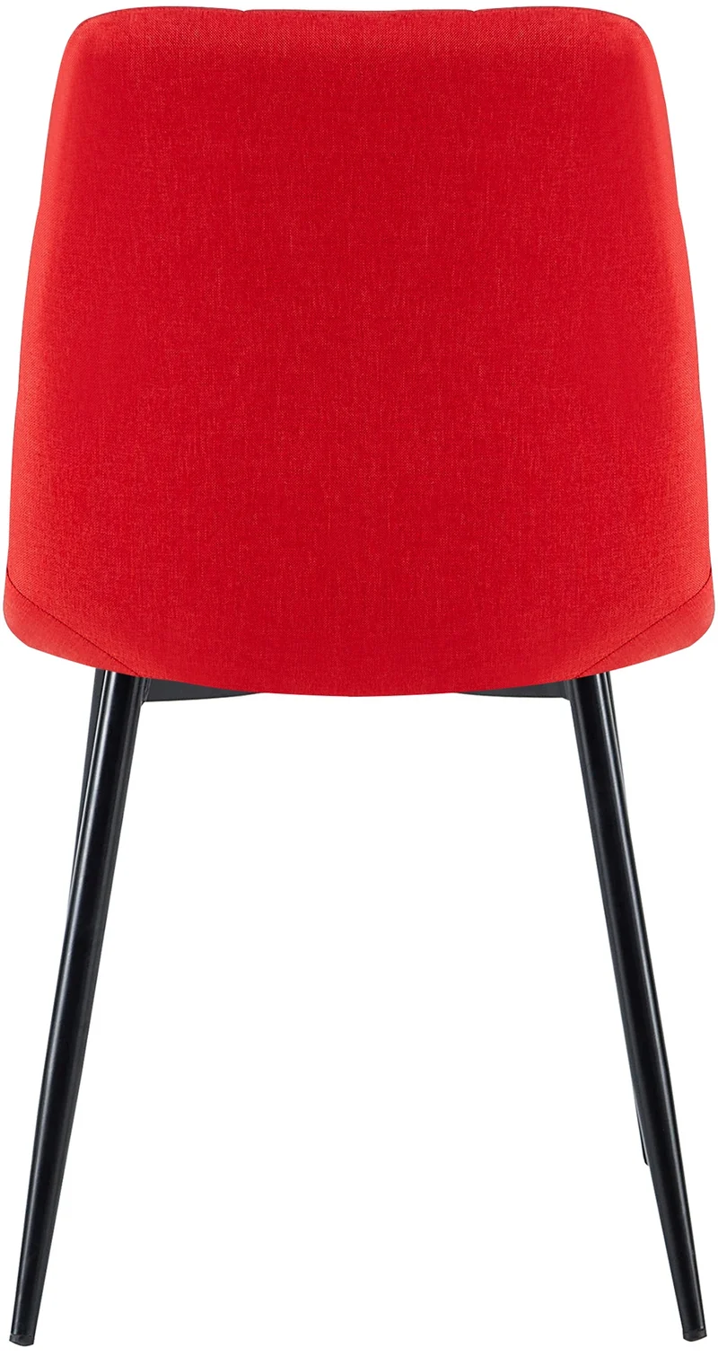 Chaise de salle à manger x1 coutures forme carrées en tissu rouge pieds en métal noir 10_0001972