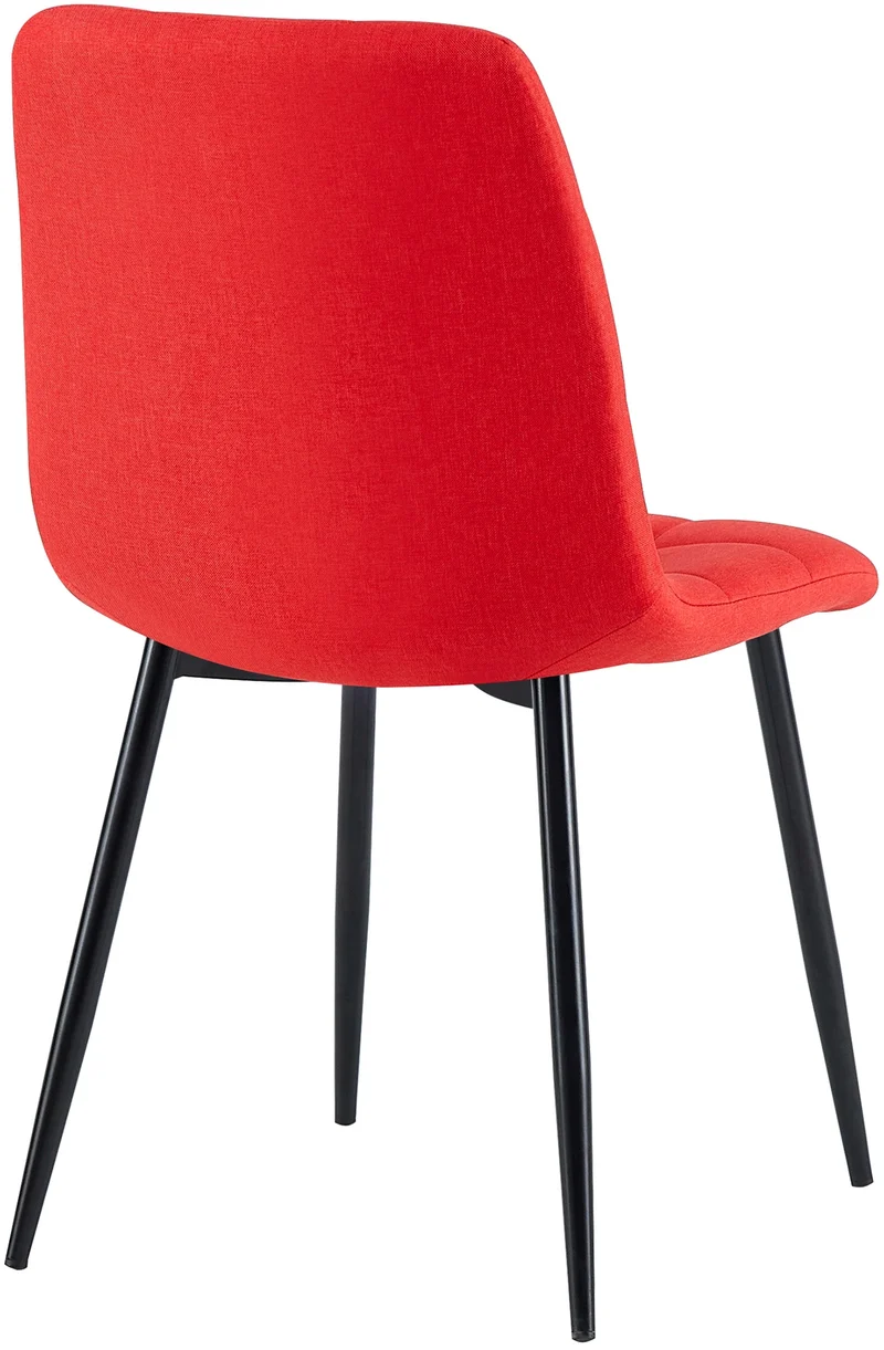 Chaise de salle à manger x1 coutures forme carrées en tissu rouge pieds en métal noir 10_0001972