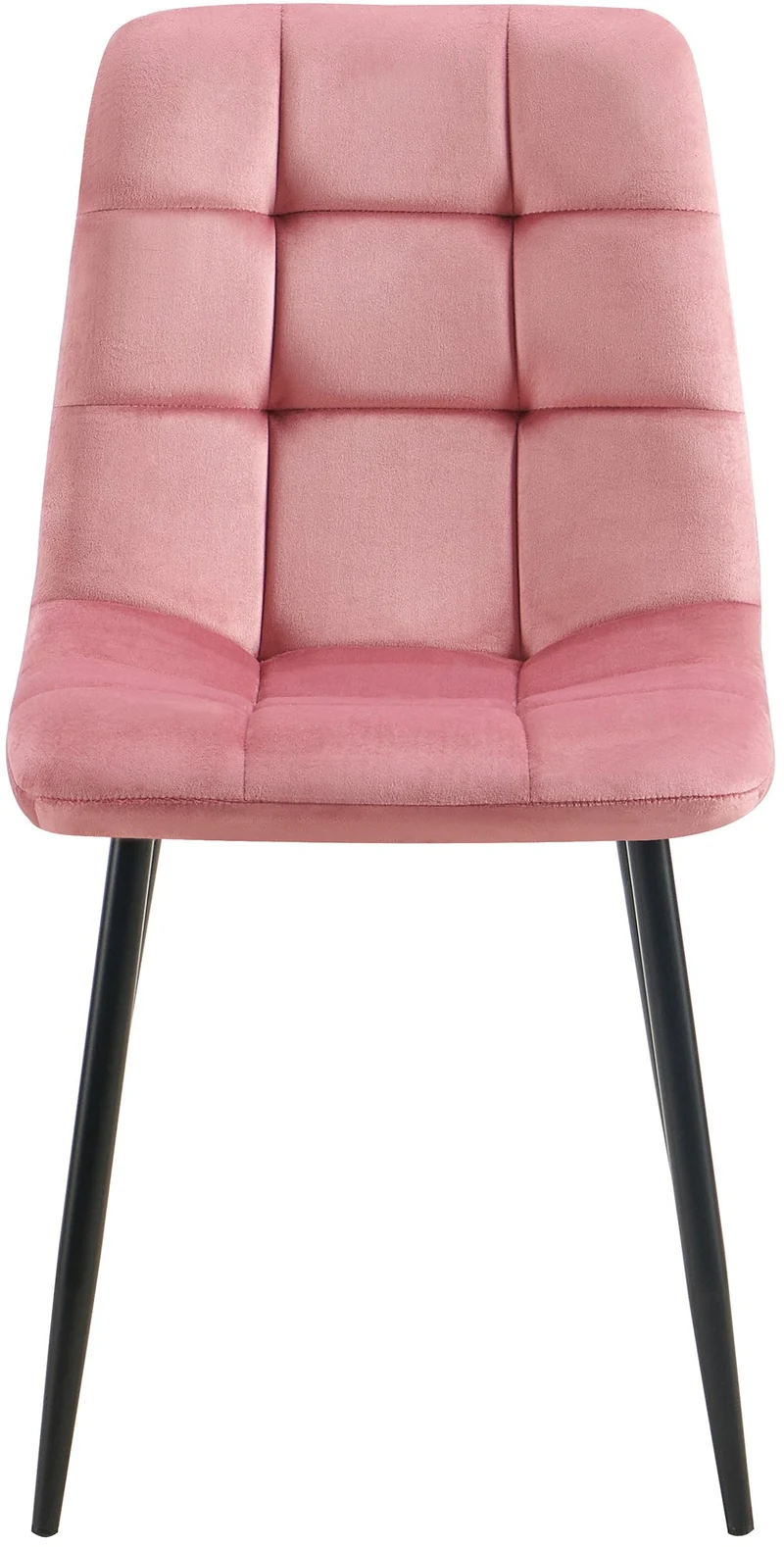 Chaise de salle à manger x1 coutures forme carrées en velours rose pieds en métal noir 10_0001970