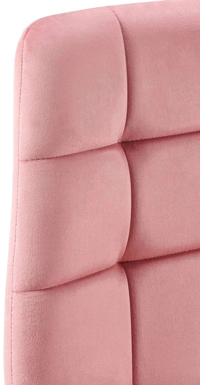 Chaise de salle à manger x1 coutures forme carrées en velours rose pieds en métal noir 10_0001970