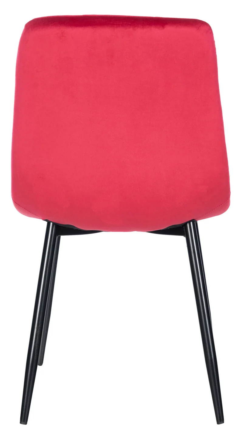 Chaise de salle à manger x1 coutures forme carrées en velours rouge pieds en métal noir 10_0001960