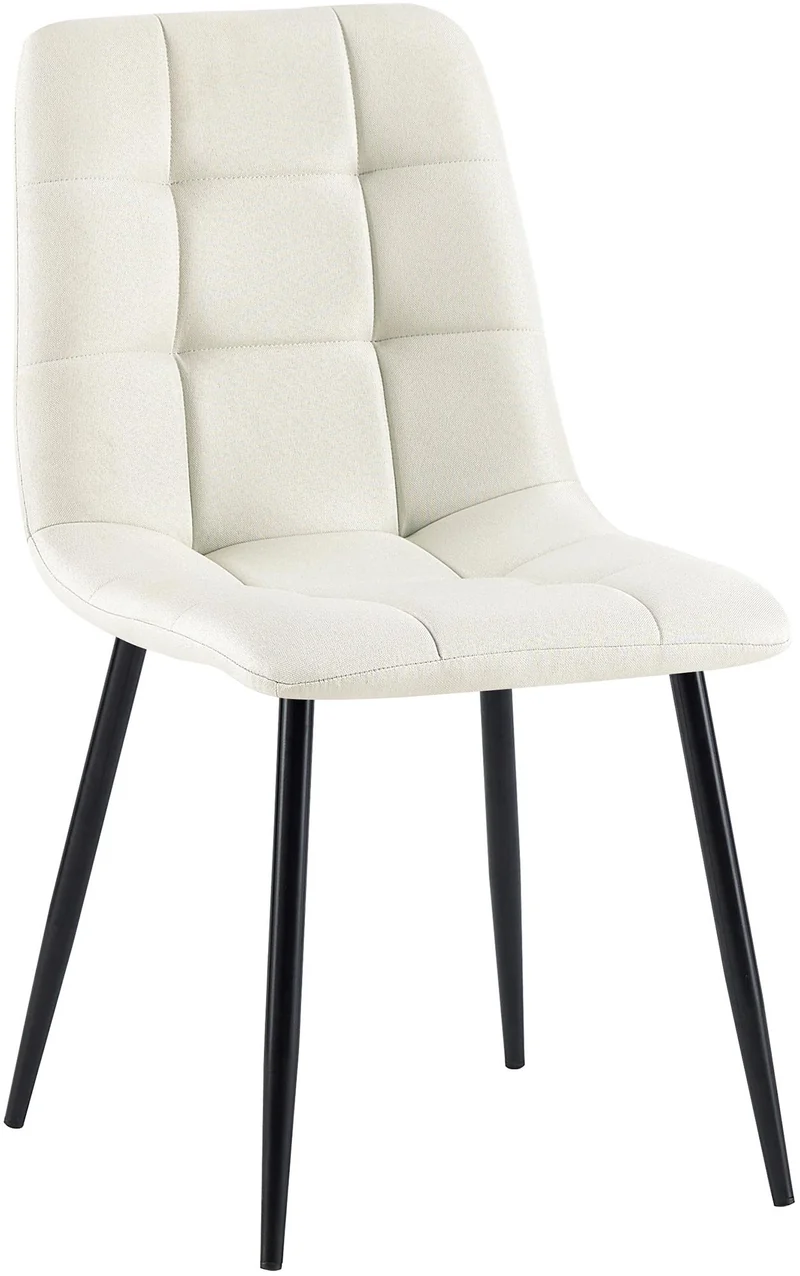 Chaise de salle à manger x1 coutures forme carrées en tissu crème pieds en métal noir 10_0001979