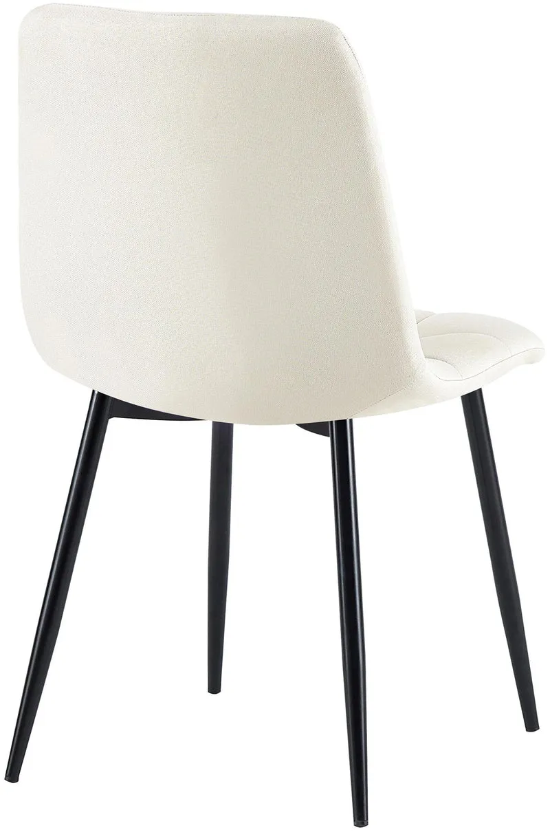 Chaise de salle à manger x1 coutures forme carrées en tissu crème pieds en métal noir 10_0001979