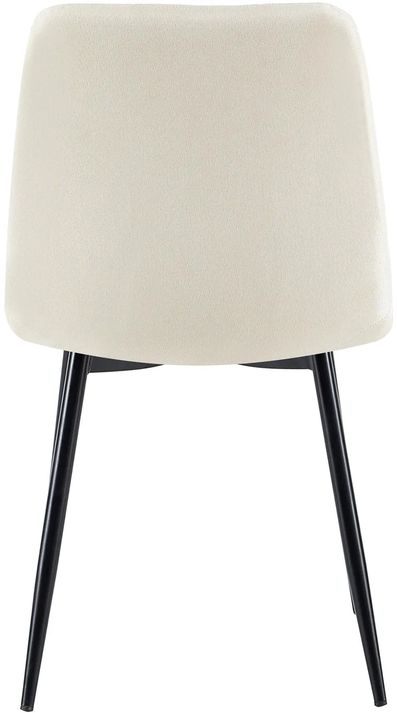 Chaise de salle à manger x1 coutures forme carrées en tissu crème pieds en métal noir 10_0001979
