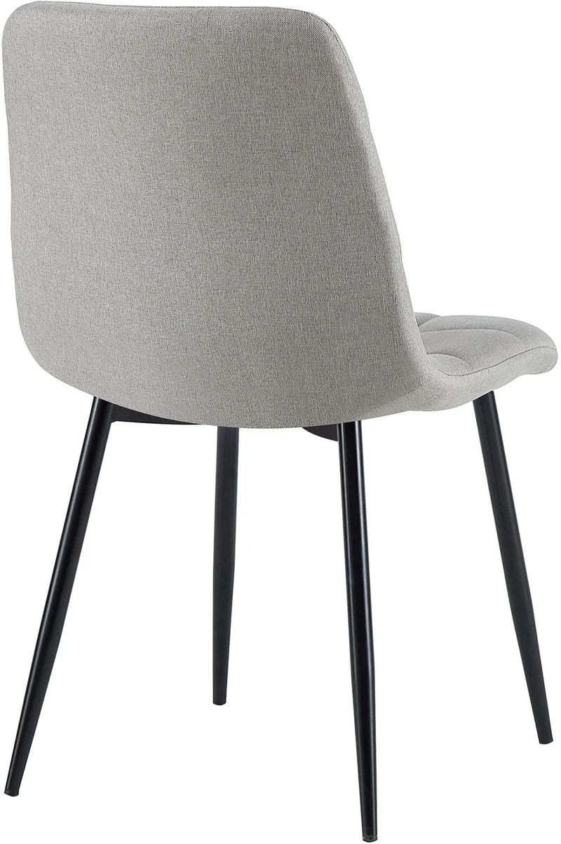 Chaise de salle à manger x1 coutures forme carrées en tissu gris clair pieds en métal noir 10_0001978