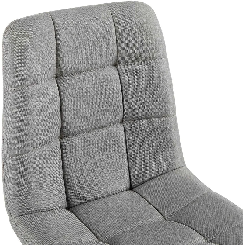 Chaise de salle à manger x1 coutures forme carrées en tissu gris clair pieds en métal noir 10_0001978