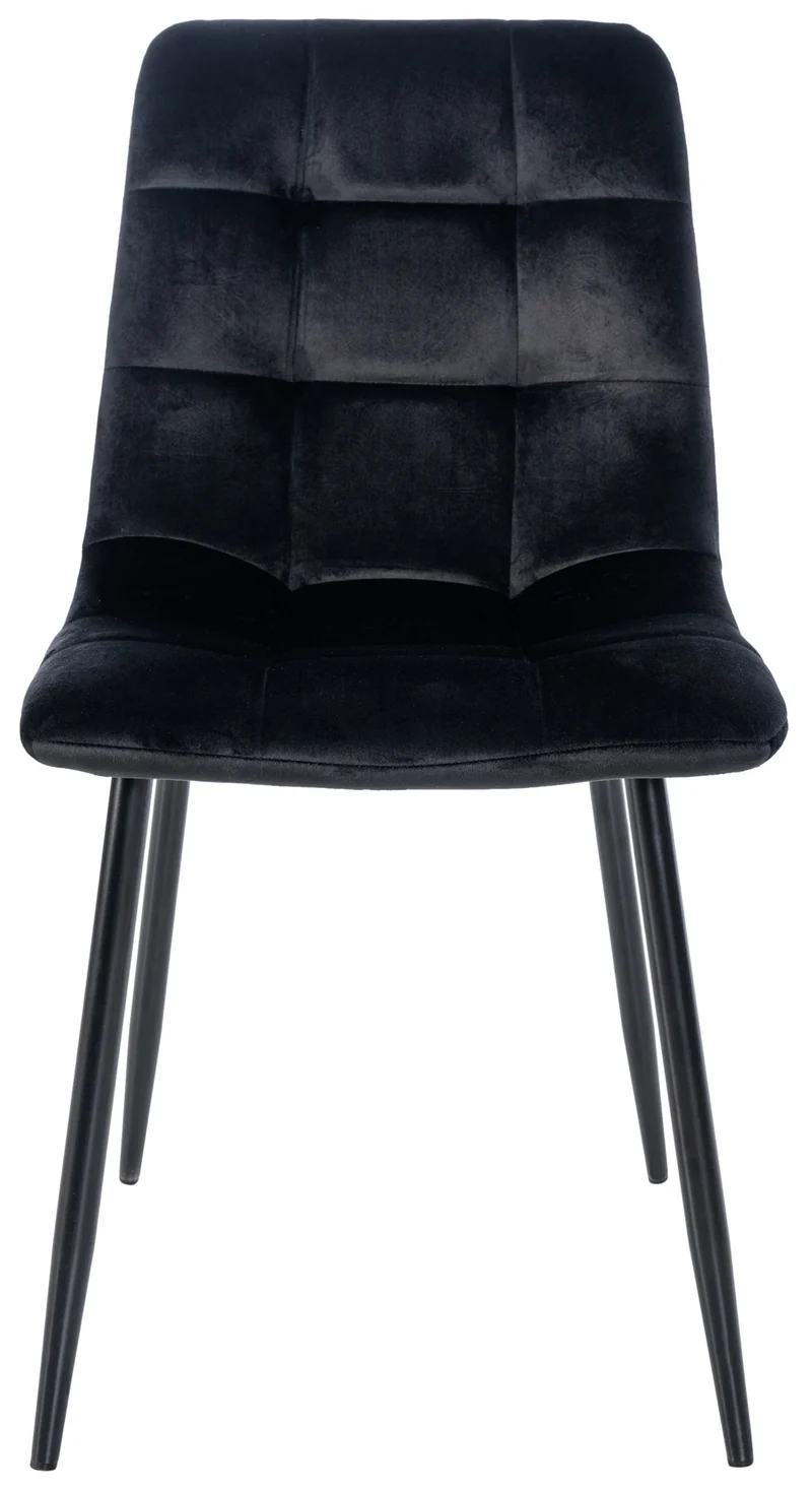 Chaise de salle à manger x1 coutures forme carrées en velours noir pieds en métal noir 10_0001957