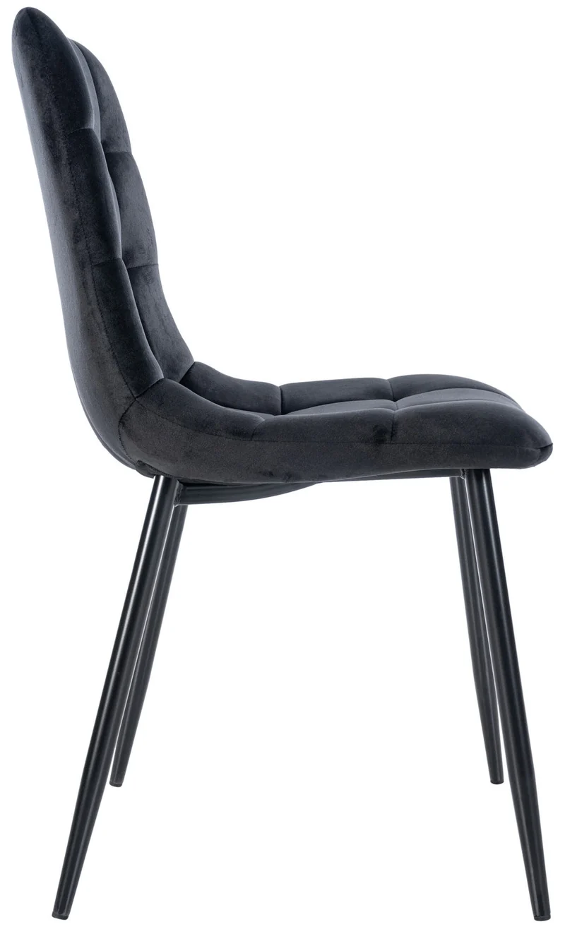 Chaise de salle à manger x1 coutures forme carrées en velours noir pieds en métal noir 10_0001957