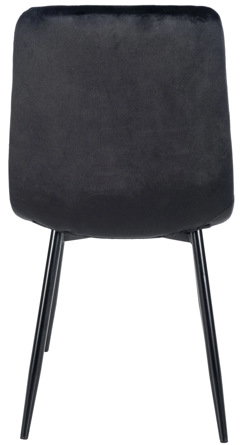 Chaise de salle à manger x1 coutures forme carrées en velours noir pieds en métal noir 10_0001957