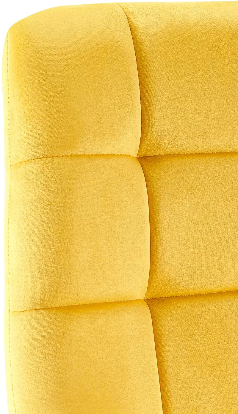 Chaise de salle à manger x1 coutures forme carrées en tissu velours jaune pieds en métal noir 10_0001967
