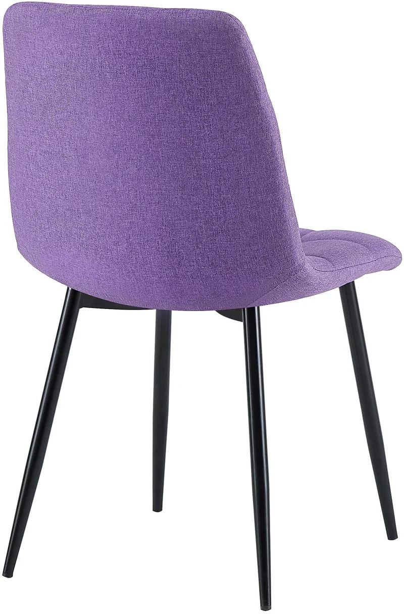 Chaise de salle à manger x1 coutures forme carrées en tissu violet pieds en métal noir 10_0001976