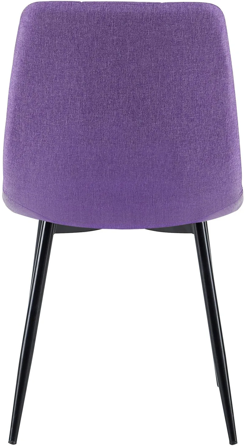 Chaise de salle à manger x1 coutures forme carrées en tissu violet pieds en métal noir 10_0001976