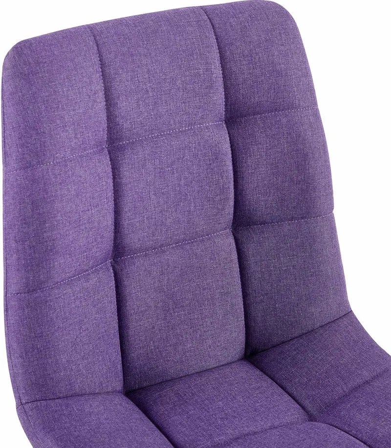 Chaise de salle à manger x1 coutures forme carrées en tissu violet pieds en métal noir 10_0001976