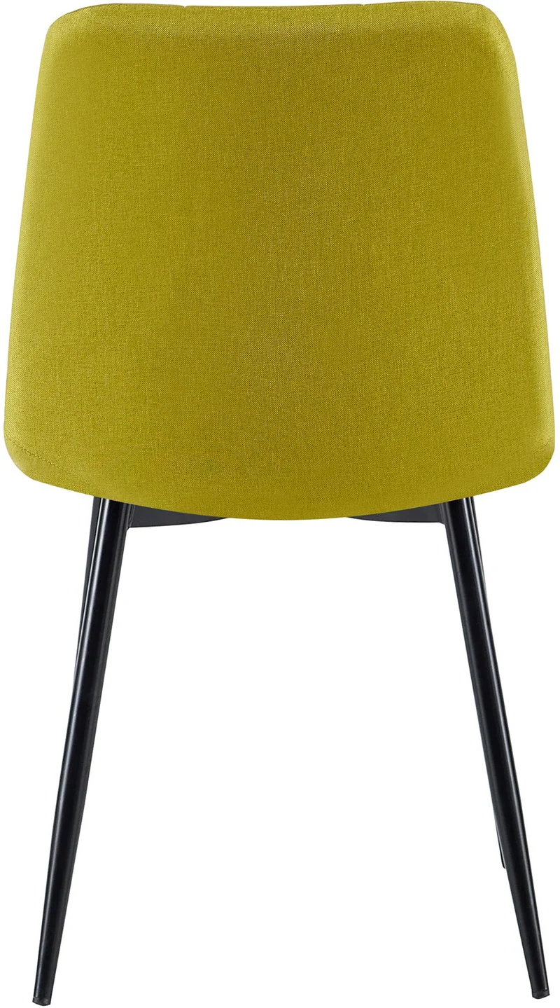 Chaise de salle à manger x1 coutures forme carrées en tissu vert pieds en métal noir 10_0001977