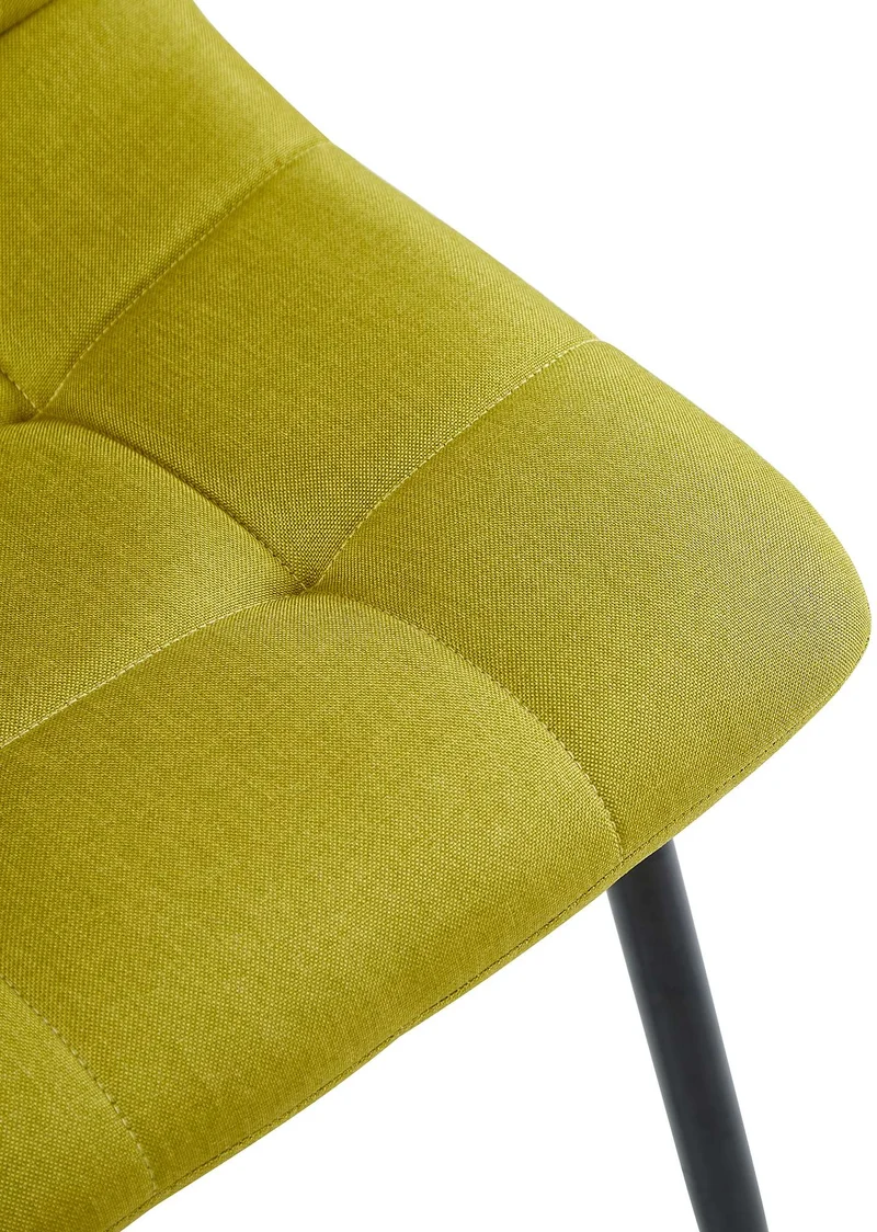 Chaise de salle à manger x1 coutures forme carrées en tissu vert pieds en métal noir 10_0001977