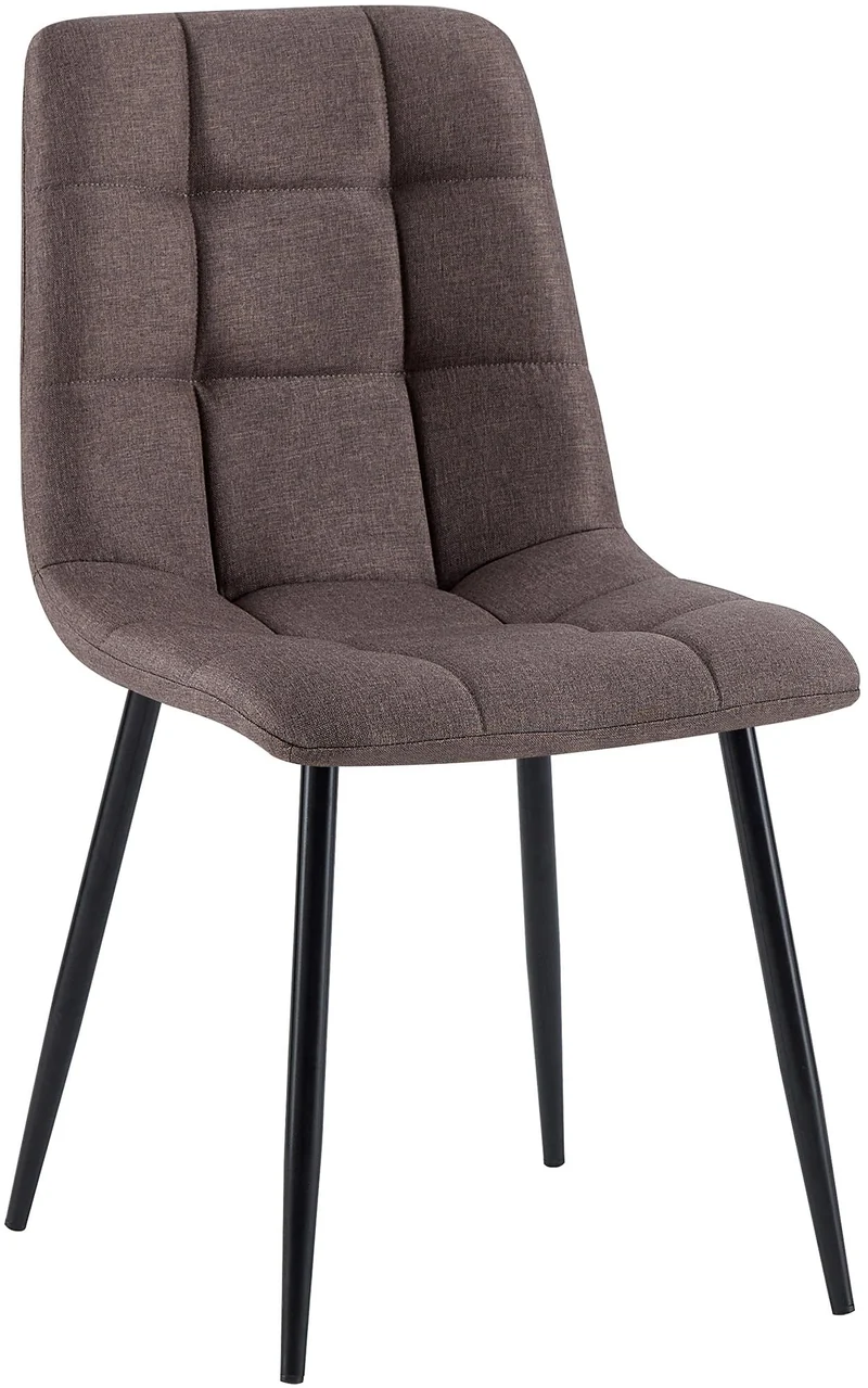 Chaise de salle à manger x1 coutures forme carrées en tissu marron pieds en métal noir 10_0001975